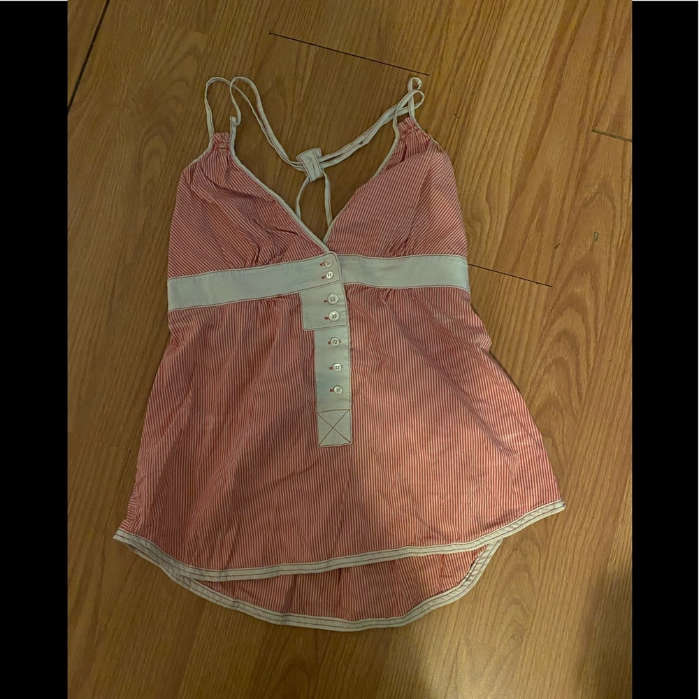 NWOT BCBG Red/White Button Up T- Back Tank - Small